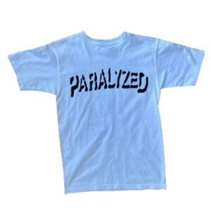 Unitended white detailed paralyzed short sleeve tee with back print size S